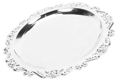 Vintage-Silber-Eisentablett mit Blumengravur, 25 cm, für Snacks & Obst
