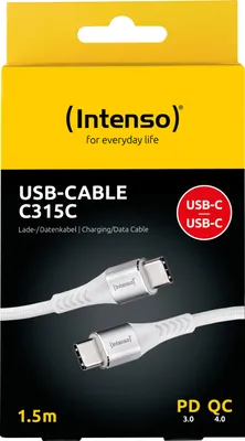 Produktbild von Intenso CABLE USB-C TO USB-C 1.5M/7901002, 1,5 m, USB C, USB C, 0,48 Gbit/s, Weiß