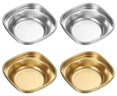 4 Mini-Edelstahl-Soßenschalen 8,2 cm rund Gold/Silber