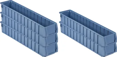 Produktbild von SparSet 5x Regalkasten 600 SN mit Etikett & Schutzhaube | HxBxT 9x11,7x60cm | 4,2 Liter | Sichtlagerkasten, Sortimentskasten, Sortimentsbox, Kleinteilebox