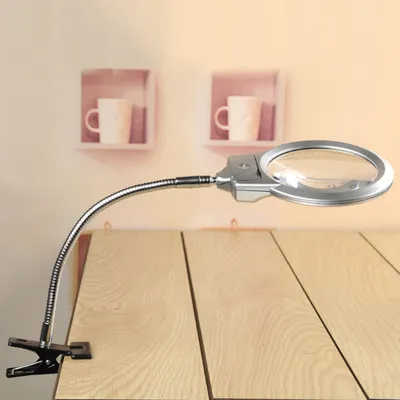 Obrázek produktu pro Pro Flexibilní ruční lupa Stolní lampa Jasná LED osvětlená lupa na husím krku se svorkou pro čtení Diamantové malování Křížový steh Noční světla