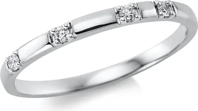 Produktbild von Ring aus 750 Gold Weißgold 4 Brillanten 0,06ct TW-SI B:1,8mm Innenumfang 54mm  Ø17.2mm