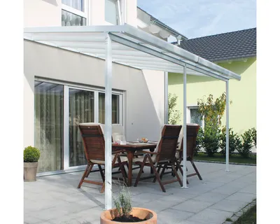 Produktbild von Terrassenüberdachung gutta Bausatz Doppelstegplatten transparent 546 x 406 cm weiß