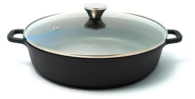 Low Slow Cooker 32 cm, 5 L, Aluguss, Antihaft, Glasdeckel
