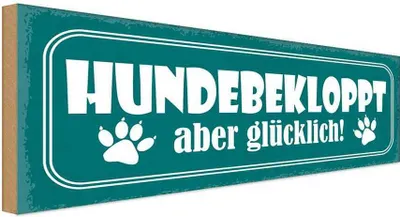 Produktbild von vianmo Holzschild 10x27 cm Hundebekloppt aber glücklich Tier Haustier