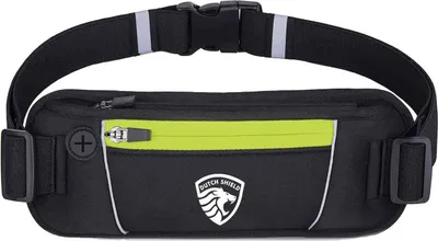 Produktbild von Dutch Shield - Running Belt – Schlanke Laufgürteltasche – Sport Gürteltasche – Laufgürtel – Laufriemen – Lauftasche – Laufzubehör - Schwarz