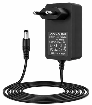 Obrázok produktu pre Napájanie 12 V, 2 A, nabíjačka s DC konektorom 5,5 x 2,5 mm, čierna