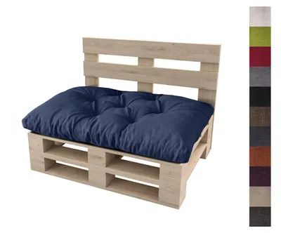 Produktbild von sunnypillow Palettenkissen für Gartenmöbel - Sitzkissen 120 x 50 cm - Palettenauflage für Palettensofa - Palettenpolster, Sitzpolster für Palettenmöbel - Gesteppte Gartenkissen - Kissen Blau