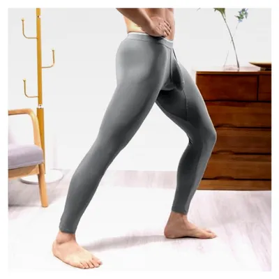 Produktbild von Eisseide Herren Unterhose Leggings Lang Unterwäsche Sportlich Kompressionshose Transparent Laufhosen Atmungsaktiv Funktionsunterhose Tights Slim Fit Pyjamahose
