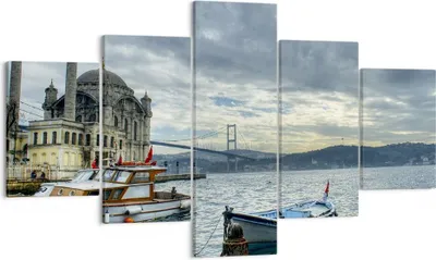 Produktbild von Bild auf Leinwand - Leinwandbild - Architektur asien boot brücke - 125x70cm - Wand Bild - Wanddeko - Leinwanddruck - Bilder - Kunstdruck - Wanddekoration - Leinwand bilder - Wandkunst - EA125x70-2102