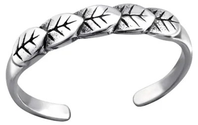 Produktbild von Zehenring Zehring feine Struktur Blätter 925 Silber