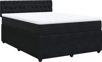 Produktbild von vidaXL Boxspringbett mit Matratze Schwarz 160x200 cm Samt