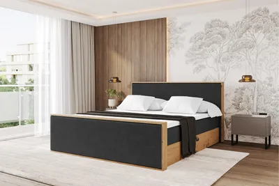 Produktbild von ALTDECOR BOXSPRINGBETT mit 2xBettkasten und Lattenrost, Topper, Boxbett, Polsterbett mit Bettkasten mit Stauraum und Kopftei mit Matratze H4 - LOLLI9-Z 200x200 Schwarz