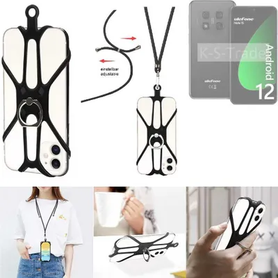 Produktbild von K-S-Trade 3in1 Handykette Handyband Handykordel Halsband Smartphone-Ring Handy-Ring kompatibel mit Ulefone Note 15 Fingerhalterung Handyring