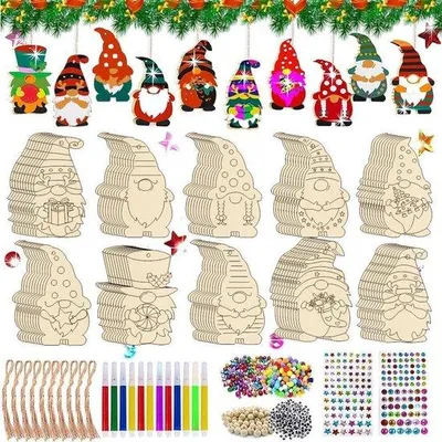 Immagine prodotto di Set da colorare con decorazioni natalizie in legno per bambini, 376 pezzi