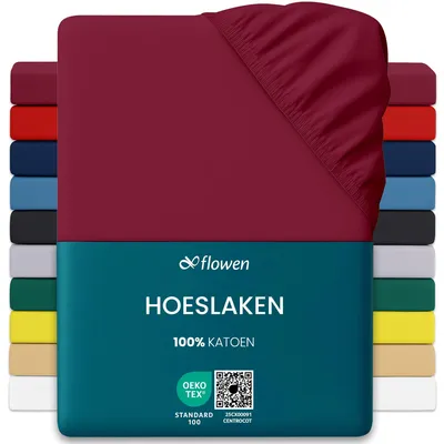Image de Drap-housse 200 x 200 cm en 100% coton, couleur bordeaux