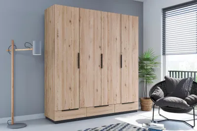 Produktbild von C3B Kleiderschrank mit Drehtür - 203 x 61 x 215 cm - Sonoma - Eiche , Artisan-Eiche , Goldene Handwerks - Eiche
