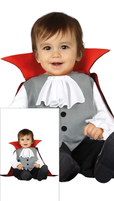 Produktbild von Vampir Halloween Kinderkostüm Blutsauger Umhang Vampirzähne Baby Grusel Outfit Herbst Kostüm Karneval Mantel Schwarz Rot Weiß, Größe: 86/92 Farbe: Schwarz