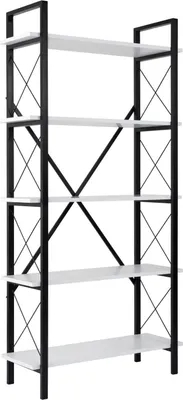 Produktbild von Bücherregal Suriel, Büroregal, Mobiler Buchhalter, Bücherbrett, 90x34 h180 cm, Weiß und Schwarz