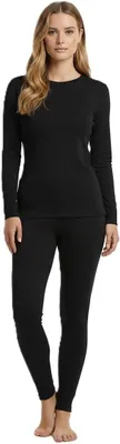 Imagen del producto de Ropa interior térmica de lana merino para mujer y niña: conjunto de camiseta y pantalón