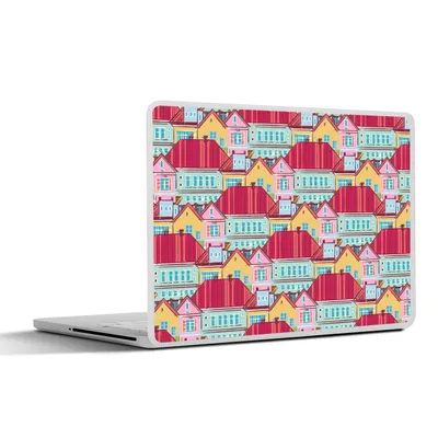 Produktbild von MuchoWow® Laptop Aufkleber Sticker Cover Häuser - Zentangle - Muster 30x21 cm - Sticker für Laptop - Selbstklebend