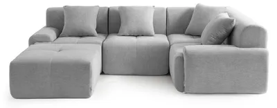 Produktbild von MILYSOFA SOFAMOUS 4-Sitzer-Modul-Ecksofa mit Chaiselongue, Chenille-Stoff in Mineralgrau
