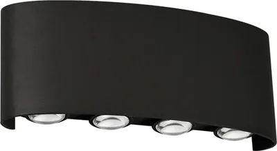 Image de Lumières montantes et descendantes 8W 4000K Cadre noir 8 perles de lampes IP65 Lampes murales LED étanches pour chambre à coucher bureau hôtel