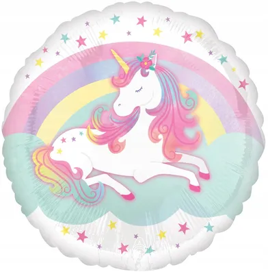Image de Ballon en aluminium Licorne standard rond 43 cm - Amscan