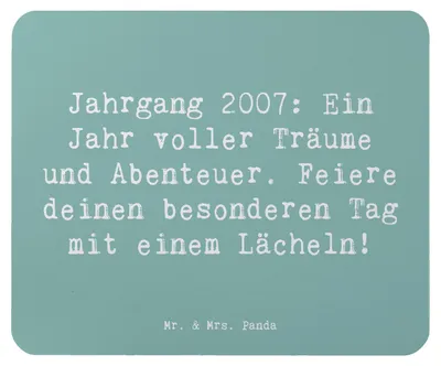 Produktbild von Mr. & Mrs. Panda Mousepad Spruch 2007 Geburtstag - Meeresbrise - Geschenk, Mauspad, Alter, liebevolle Geschenke, feiern, Geboren am, besonderer Tag, Mouse Pad, Jubiläum