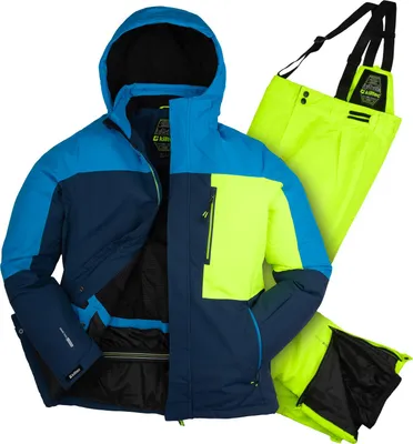 Produktbild von killtec Skianzug Jungen wasserdicht 10.000 mm, Größe 152, Skihose Skijacke, dunkelblau neongelb