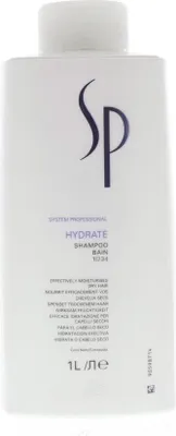 A white bottle of Wella Professionals SP Hydrate Shampoo.