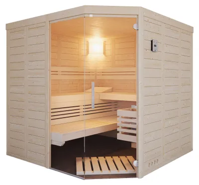 Produktbild von Infraworld Solido 209 Ecke Sauna 209x209x200 cm Massivholzsauna aus nordische Fichte