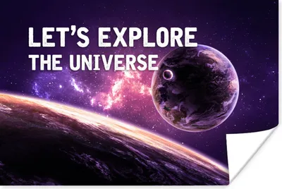 Produktbild von MuchoWow® Poster Zitate - 'Lass uns das Universum erforschen' - Sprichwörter - Jungen - Kinder - Kinder 90x60 cm - Schlafzimmer