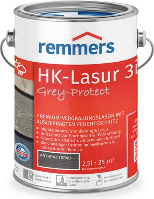 Zdjęcie produktu dla Remmers HK-Lasur grey protect szary antracyt 2,5 l