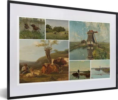 Produktbild von MuchoWow® Gerahmtes Poster Collage - Niederlande - Kunst 60x40 cm - Poster mit Schwarzem Bilderrahmen Wandposter Rahmen Foto Bilder - Schlafzimmer - Plakat in Rahmen - Drucken