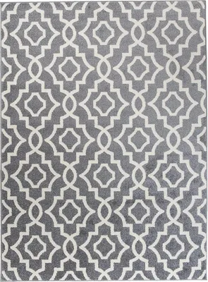 Produktbild von Moderner Teppich mit orientalischem Muster – Grau Weiß : 120x170 cm