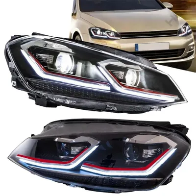 Imagen del producto de Conjunto de faros, iluminación LED, fácil instalación, compatible con Golf 7, para reemplazar faros halógenos originales