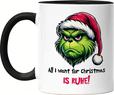 Produktbild von All I want for Christmas is Ruhe Anti Weihnachten Tasse Schwarz Christmas Ruhe