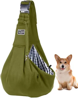 Obrázek produktu pro Pet štěně nosič taška kočky venkovní cestování pes Metro autobus rameno Crossbody taška bavlna Comfort jeden prak kabelka Tote Bag, barva, armádní zelená