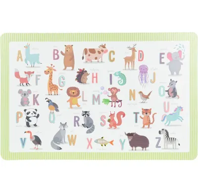 Produktbild von 12 Stück Platzset für Kinder 44x29cm Tiere Platzdeckchen Unterlage Frühstücksmatte