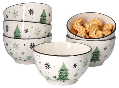 Zdjęcie produktu dla zestaw 6 miseczek w kształcie choinki 14cm Miseczka na płatki śniadaniowe Boże Narodzenie