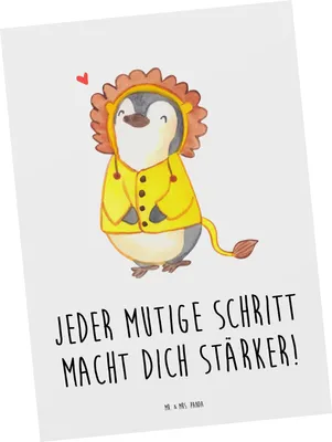Produktbild von Mr. & Mrs. Panda Postkarte Angst überwinden - Weiß - Geschenk, Ansichtskarten, Zuversicht, bildkarte, Postkarten, Sicherheit, Freude, Motivation, Ansichtskarte, Grußkarte