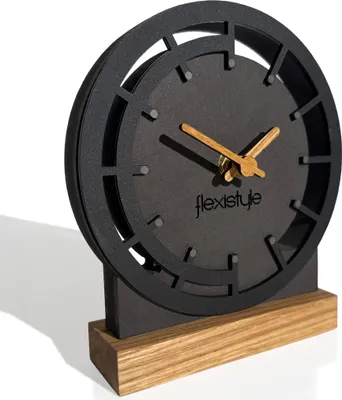Produktbild von Modern standuhr tischuhr klein aus Holz Eiche Wohnzimmer Badezimmer Uhr Holz tischuhren holzuhr Tisch Uhr tischuhr modern standuhr Clock schwarz