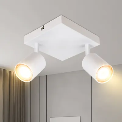 Obrázok produktu pre ZMH LED stropné svietidlo biele stropné svetlo 2 plamene GU10 stropné bodové svietidlo predsieň kovové moderné svietidlo na chodbu330° otočné uhlové bodové svietidlo bez žiarovky