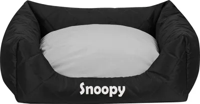 Produktbild von Personalisiertes Hundebett, 60x55, mit Namen Bedruckt, Waschbares Hundesofa mit Rand & Wendekissen, Cordura, Grau auf Schwarz [123]