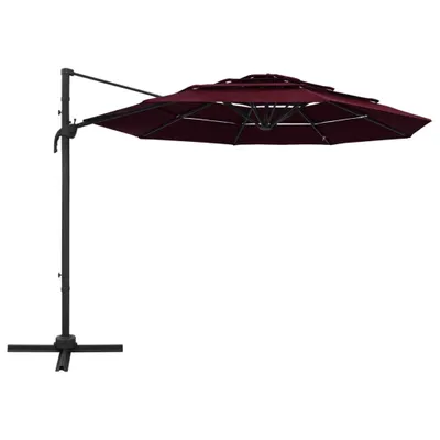 Produktbild von vidaXL Sonnenschirm mit Aluminium-Mast 4-lagig Bordeauxrot 3x3 m