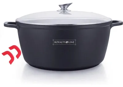 Image de Marmite avec revêtement antiadhésif effet marbre - D 40 cm - Noir