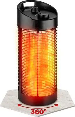 Produktbild von HEIMWERT Infrarot Heizstrahler, Infrarotheizung für Aussenbereich, Spritzwassergeschützt IPX4, Terrassenstrahler oszillierend, 1200 Watt 360 Grad