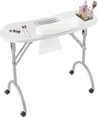 Produktbild von 90 * 40 * 72 cm Maniküre Tisch, Tragbarer Nageltisch Tragkraft 30 Kg, Mobiles Nageltisch 4 Räder für Haushalte Nagelstudios Schönheitssalons