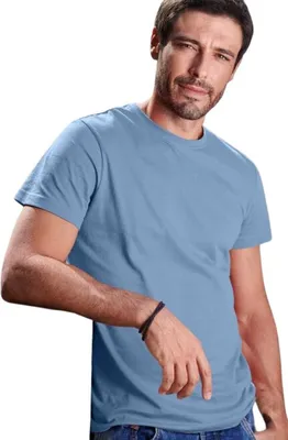 Produktbild von Herren-Baumwoll-T-Shirt, einfarbig, 100% Baumwolle, 160 g/m2, Farbe Himmelblau, Größe S
